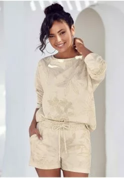 LASCANA Shorts - Beige-allover-gemustert