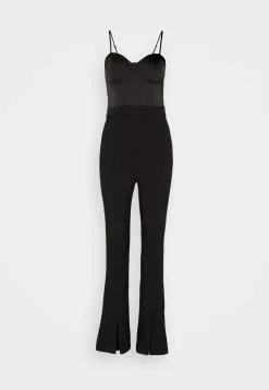 In The Style CORSET STYLE WITH TAILORED SPLIT FRONT KICK FLARE TROUSER - Jumpsuit - Black -Hosen Elegante Boutique 1972fedd2b7b449a88114c5c6c0c963c
