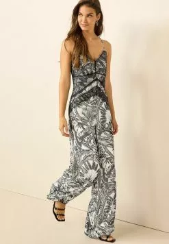 Next SLEVELESS CAMI - Jumpsuit - Black/white Tropical Print