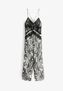Next SLEVELESS CAMI - Jumpsuit - Black/white Tropical Print -Hosen Elegante Boutique 25a9c22eec86417d86c5146348b76d55