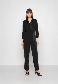 DKNY COLLARED WRAP JUMPSUIT WITH SIDE - Jumpsuit - Black