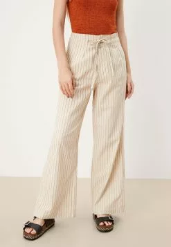 QS By S.Oliver LOOSE - Stoffhose - Beige Stripes