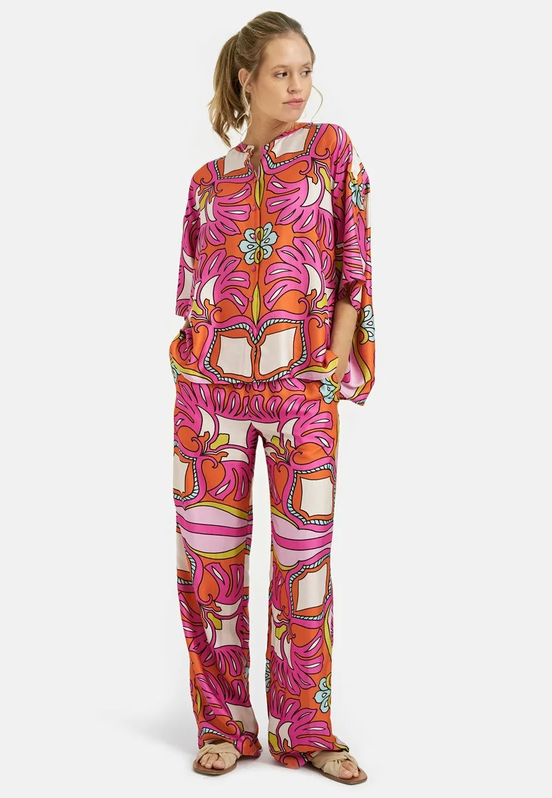 Milano Italy Stoffhose - Pink Print 2 Milano Italy Stoffhose - Pink Print - Image 2