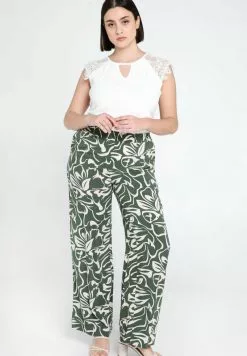 Cassis EN IMPRIMÉ FEUILLES - Stoffhose - Khaki -Hosen Elegante Boutique 4e7fceedf4c4459a92850bc8a27bb1d8