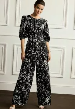 Next ABSTRACT PRINT STANDARD - Jumpsuit - Black Ecru Cream -Hosen Elegante Boutique 6396ae6538fb431c8d109cfb3fc2484e 1