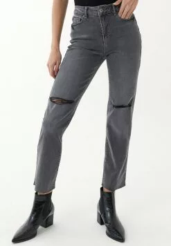 Oxxo MIT VERKÜRZTER BEINLÄNGE - Jeans Straight Leg - Grey Denim