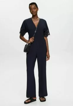 Esprit Collection MIT WEITEM BEIN UND SPITZENÄRMELN - Jumpsuit - Navy
