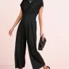 Next SHORT SLEEVES PLEATED CORSET DETAIL WIDE LEG STANDARD - Jumpsuit - Black