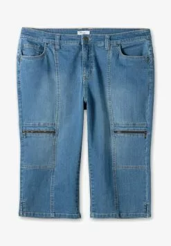 Sheego CAPRI - Jeans Shorts - Blue Bleached Denim -Hosen Elegante Boutique 8340fa8b50274d03873691ed363c81ab