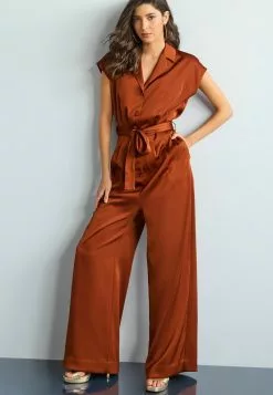 Next BELTED WIDE LEG - Jumpsuit - Brown