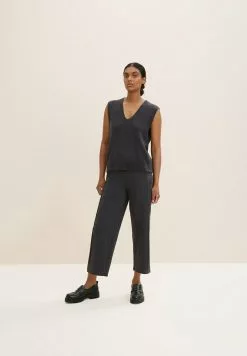 Tom Tailor GEMÜTLICHE CULOTTE - Stoffhose - Evident Anthracite Melange