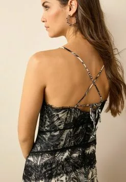 Next SLEVELESS CAMI - Jumpsuit - Black/white Tropical Print -Hosen Elegante Boutique 9e03ba6ae89f475abc14db02bacc1001