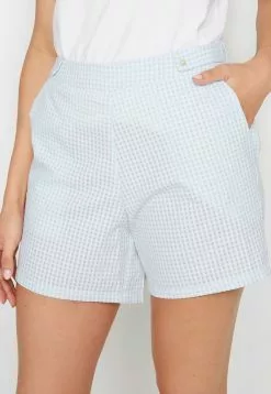 Long Tall Sally GINGHAM PRINT - Shorts - Blue -Hosen Elegante Boutique a032326375f648468ab740317b3c5cf4