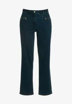 Ulla Popken MONY REISSVERSCHLUSSTASCHEN - Jeans Bootcut - Dark Blue Denim
