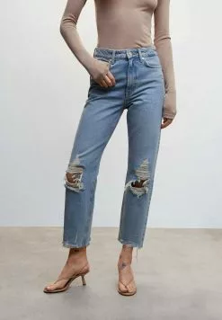 Mango IRENE - Jeans Slim Fit - Medium Vintage Blauw