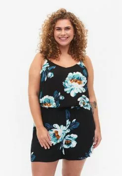 Zizzi Shorts - Black Big Flower