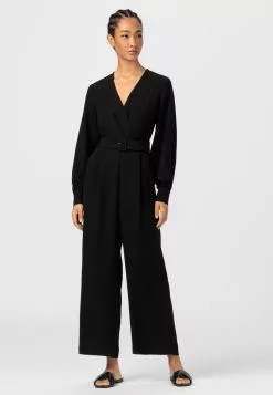 HALLHUBER WIDE LEG MIT VOLUMENÄRMELN - Jumpsuit - Black