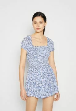 Hollister Co. EMEA FLAT CRINKLE ROMPER - Jumpsuit - Blue Clustered