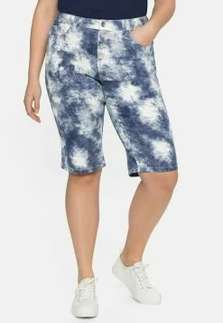 Sheego BERMUDAS - Jeans Shorts - Royalblau/weiß