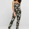 URBAN CLASSICS BANDEAU - Jumpsuit - Black Tropical