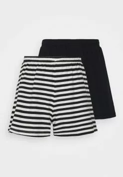 ONLY ONLMAY HIGH WAIST STRIPE 2 PACK - Shorts - Black/cloud Dancer