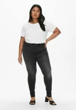 ONLY CARMAKOMA MIT HIGH WAIST CURVY CARANNA - Jeans Skinny Fit - Black -Hosen Elegante Boutique fbe008b91c834467a2524b22535980a9
