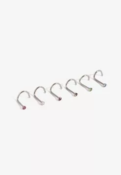 Lovisa RAINBOW NOSE STUDS PACK OF 6 - Sonstige Accessoires - Multi Coloured