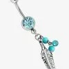 Adelia´s 316L SURGICAL STEEL BELLY BUTTON PIERCING FEATHER - Sonstige Accessoires - Türkis
