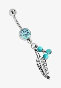 Adelia´s 316L SURGICAL STEEL BELLY BUTTON PIERCING FEATHER - Sonstige Accessoires - Türkis